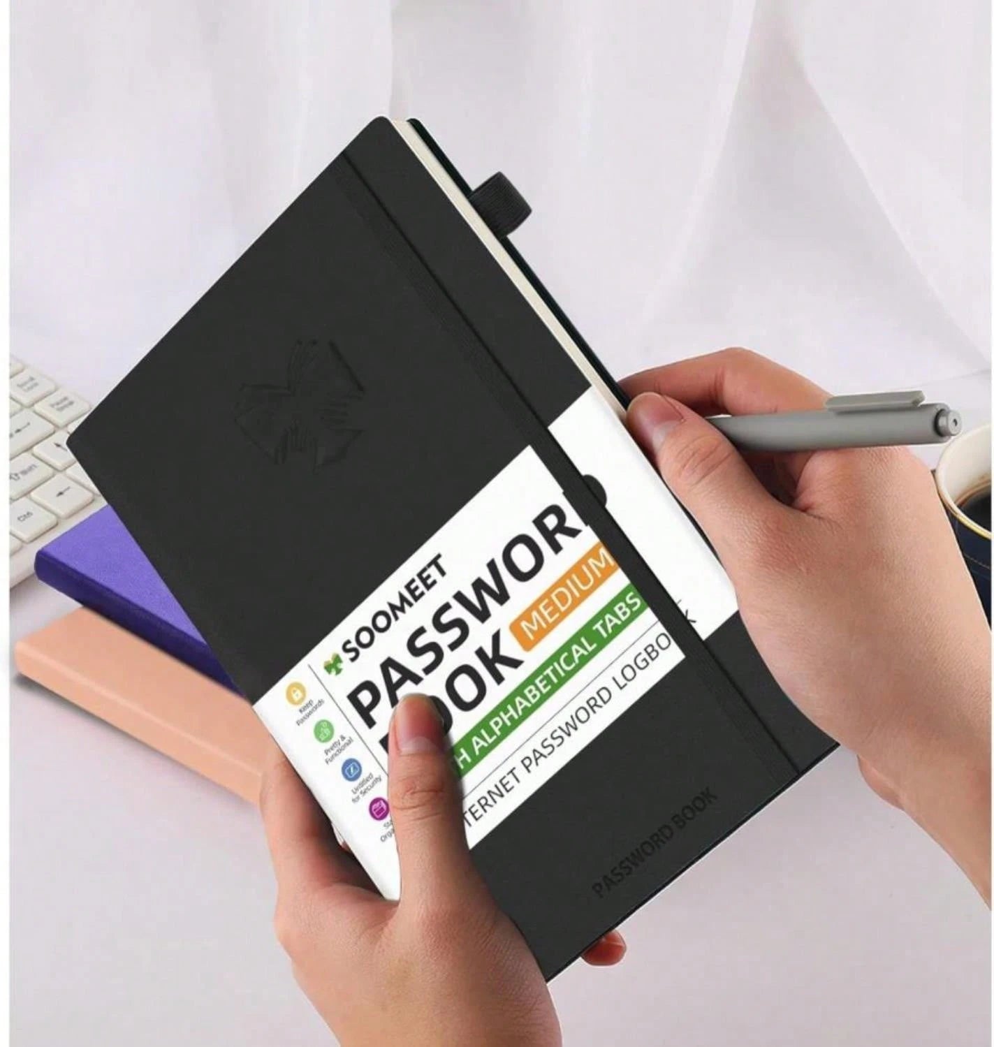 Soomeet Password Book With Alphabetical Tabs, Hardcover Password Keeper, Size 44''X 61'' Password Notebook For Saving Internet Login, Username, Password Organizer For Computer &Amp; We