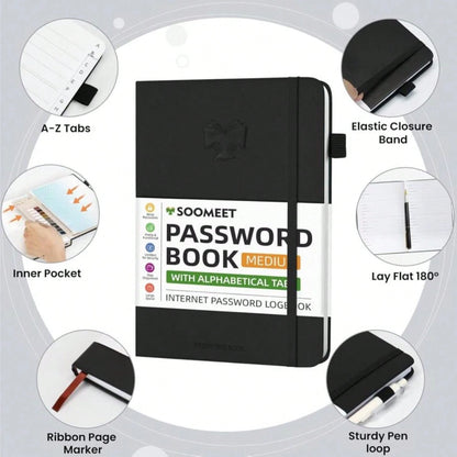 Soomeet Password Book With Alphabetical Tabs, Hardcover Password Keeper, Size 44''X 61'' Password Notebook For Saving Internet Login, Username, Password Organizer For Computer &Amp; We