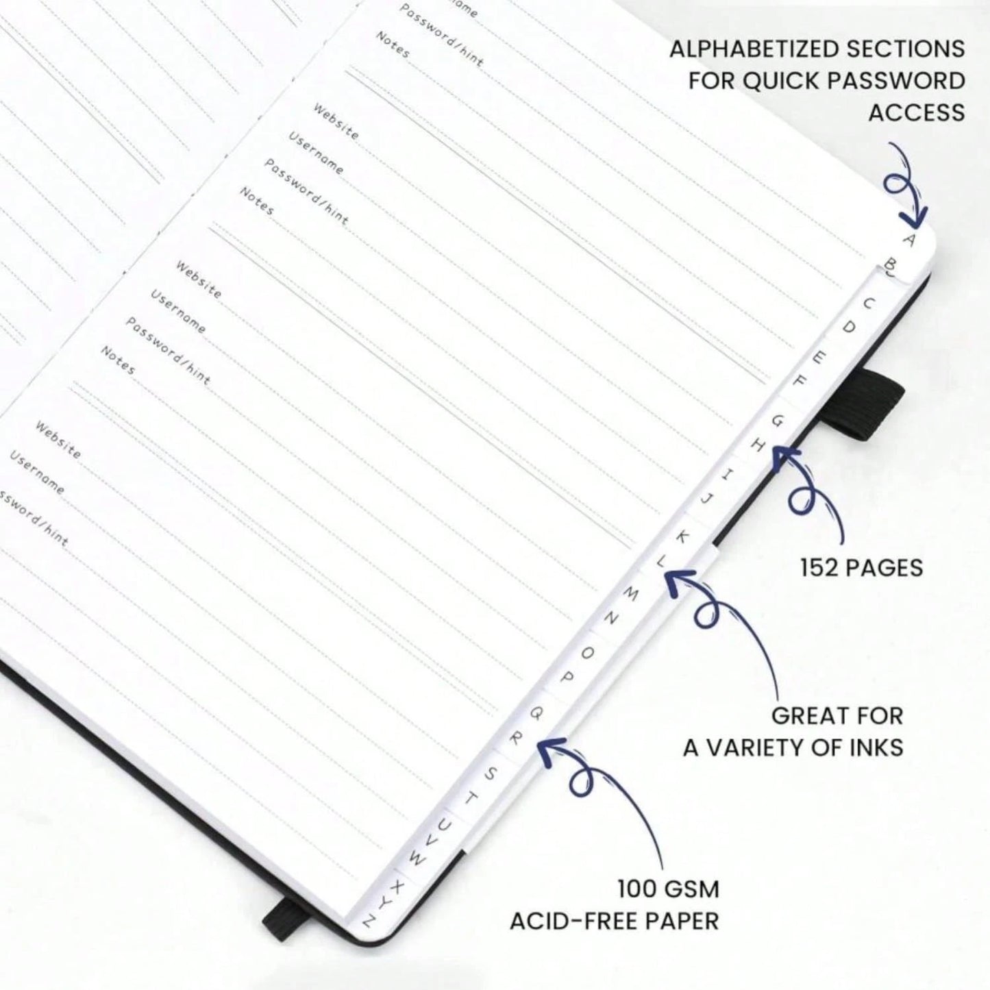 Soomeet Password Book With Alphabetical Tabs, Hardcover Password Keeper, Size 44''X 61'' Password Notebook For Saving Internet Login, Username, Password Organizer For Computer &Amp; We
