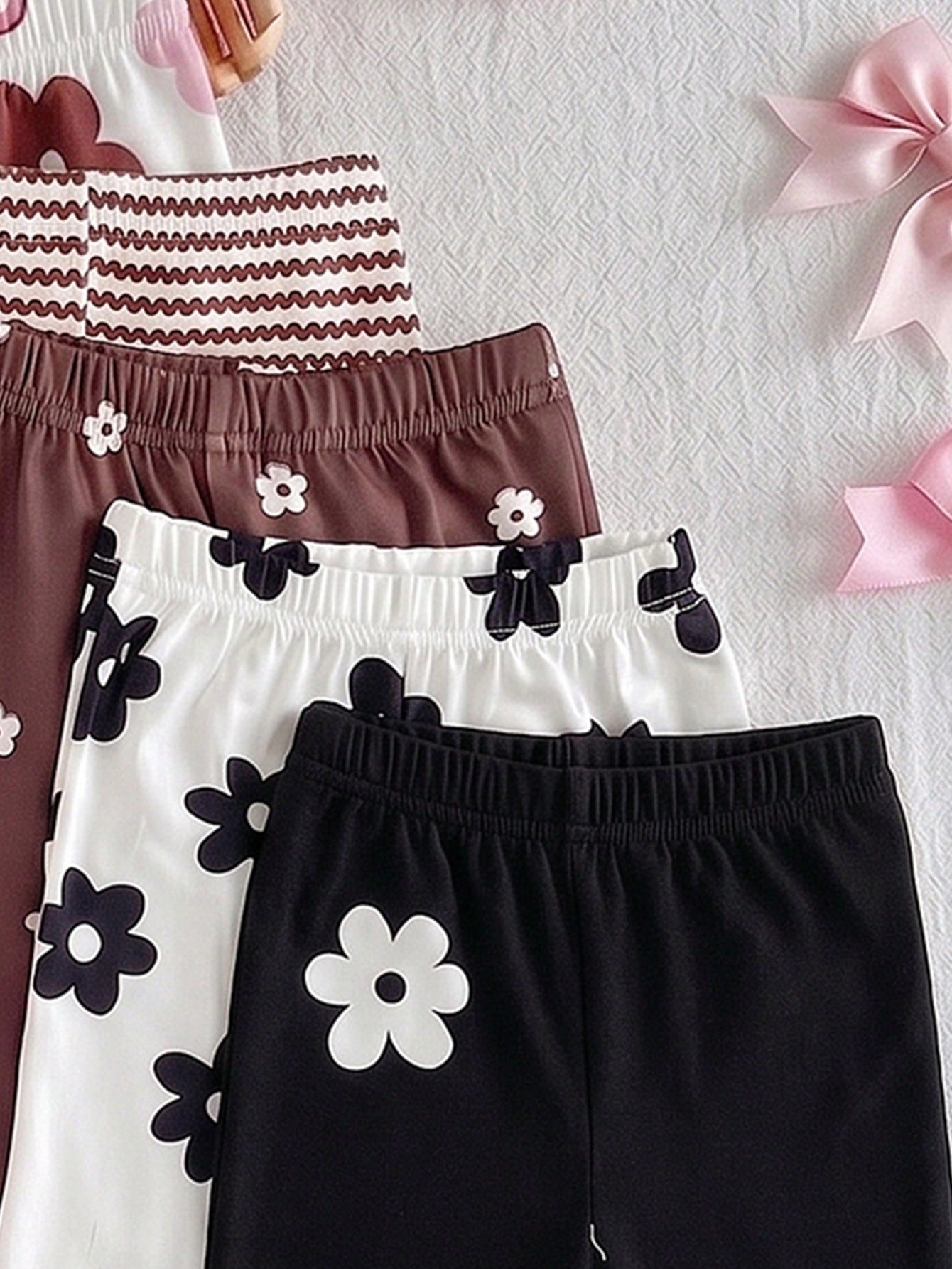 Souflis Souflis 1 Random Pc Casual Cute Cute, Versatile, Soft Flared Pants For Baby Girls In Black Floral, And Colours, Back-To-School Autumn Graduation