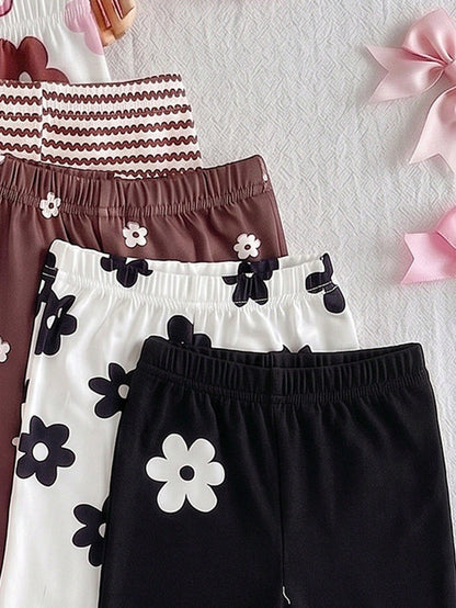 Souflis Souflis 1 Random Pc Casual Cute Cute, Versatile, Soft Flared Pants For Baby Girls In Black Floral, And Colours, Back-To-School Autumn Graduation