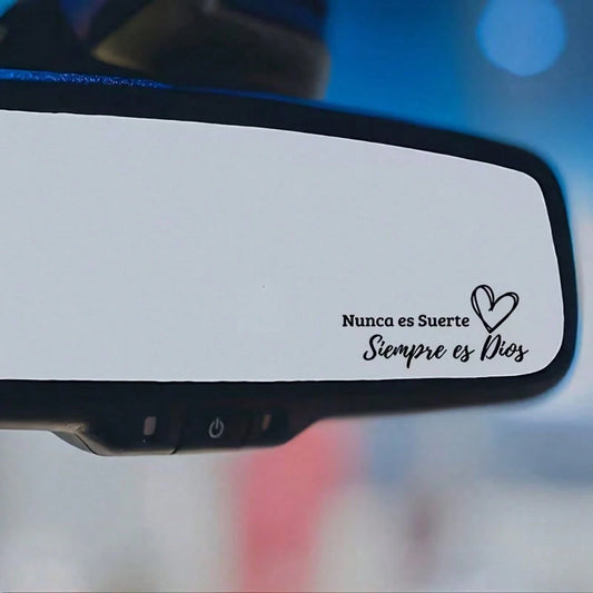 Spanish Inspirational Quote "Never By Luck, But By Eternity" Sticker- Car Rearview Mirror Decal- For Cars, Laptops, Trucks, Motorcycles, Computers, And Phones- Perfect Holiday Gift