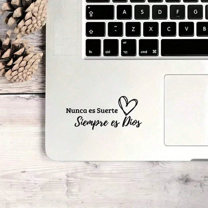 Spanish Inspirational Quote "Never By Luck, But By Eternity" Sticker- Car Rearview Mirror Decal- For Cars, Laptops, Trucks, Motorcycles, Computers, And Phones- Perfect Holiday Gift