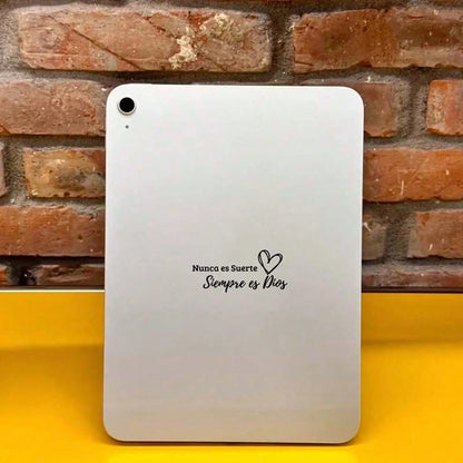 Spanish Inspirational Quote "Never By Luck, But By Eternity" Sticker- Car Rearview Mirror Decal- For Cars, Laptops, Trucks, Motorcycles, Computers, And Phones- Perfect Holiday Gift