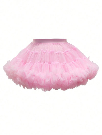 Sparklyn Baby Girls' Elegant, Gorgeous, And Lovely Pink Tulle Puff Skirt, Perfect For Parties In Spring And Summer