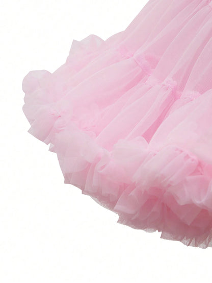 Sparklyn Baby Girls' Elegant, Gorgeous, And Lovely Pink Tulle Puff Skirt, Perfect For Parties In Spring And Summer