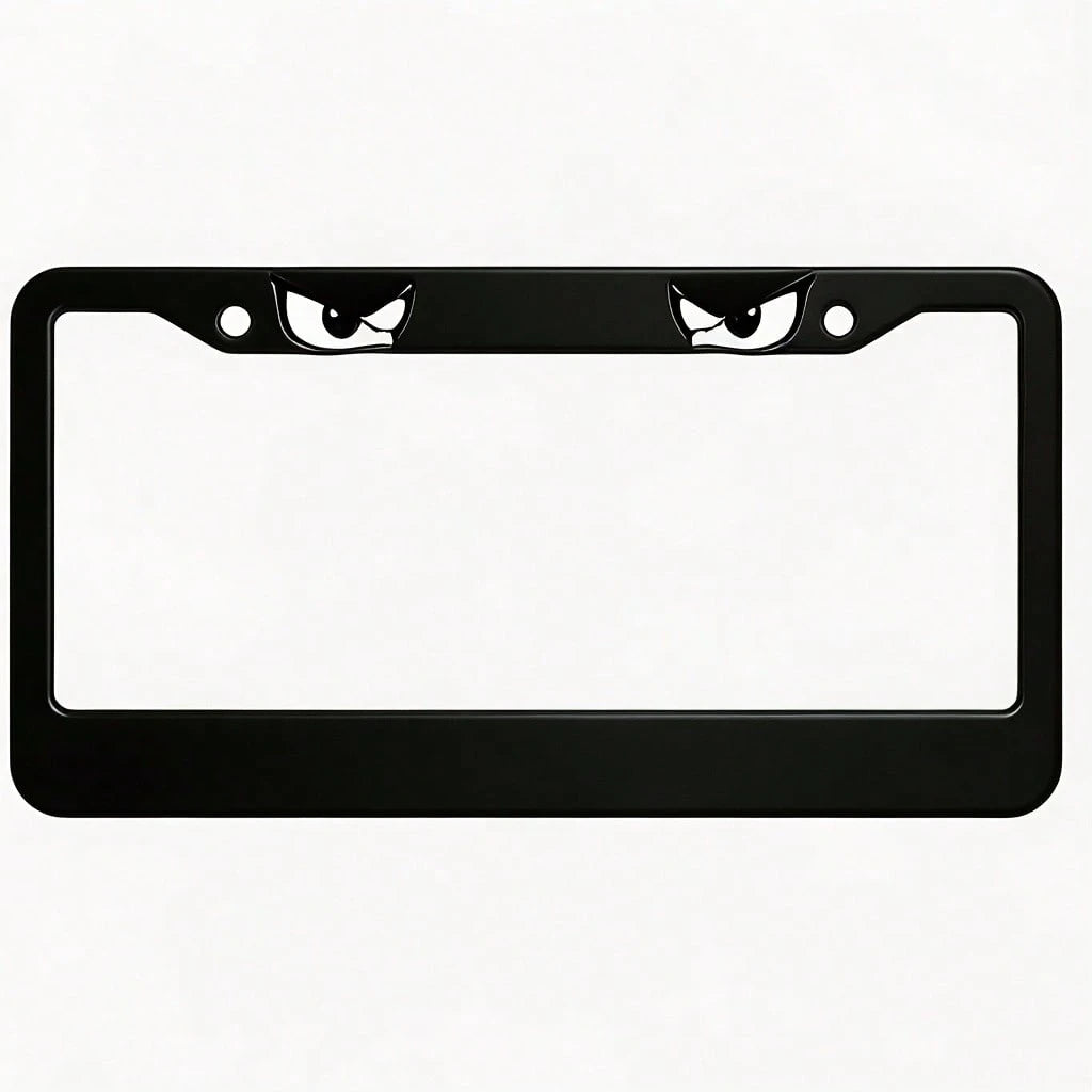 Specially Designed For Decorative License Plate Frames, Square Aluminum Black Devil Eye Cartoon Style Car License Plate Holder, Car Modification, 12.2X 6.3inch Rust-Proof Metal License Plate Sign With