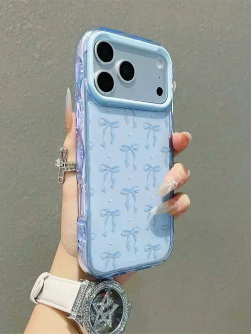 Spring Bow! Ballet Style Bow Phone Case, Lightweight & Snug Fit, High Transparency TPU, Ballet Blue Bow Phone Case Compatible With IPhone 17/17pro/17promax/17air, Holiday Gift, Compatible With IPhone