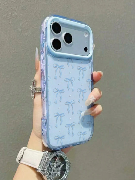 Spring Bow! Ballet Style Bow Phone Case, Lightweight & Snug Fit, High Transparency TPU, Ballet Blue Bow Phone Case Compatible With IPhone 17/17pro/17promax/17air, Holiday Gift, Compatible With IPhone