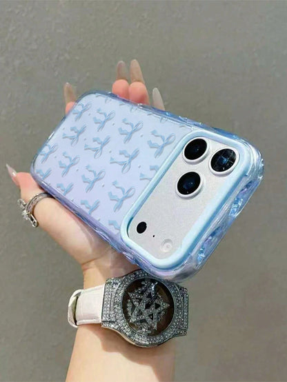 Spring Bow! Ballet Style Bow Phone Case, Lightweight & Snug Fit, High Transparency TPU, Ballet Blue Bow Phone Case Compatible With IPhone 17/17pro/17promax/17air, Holiday Gift, Compatible With IPhone