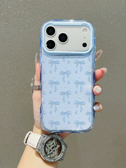 Spring Bow! Ballet Style Bow Phone Case, Lightweight & Snug Fit, High Transparency TPU, Ballet Blue Bow Phone Case Compatible With IPhone 17/17pro/17promax/17air, Holiday Gift, Compatible With IPhone