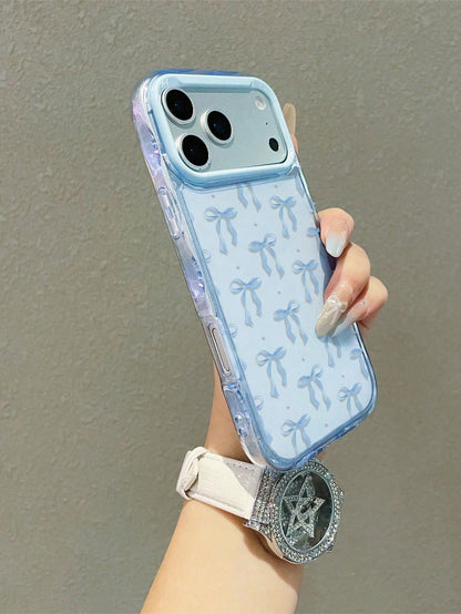 Spring Bow! Ballet Style Bow Phone Case, Lightweight & Snug Fit, High Transparency TPU, Ballet Blue Bow Phone Case Compatible With IPhone 17/17pro/17promax/17air, Holiday Gift, Compatible With IPhone