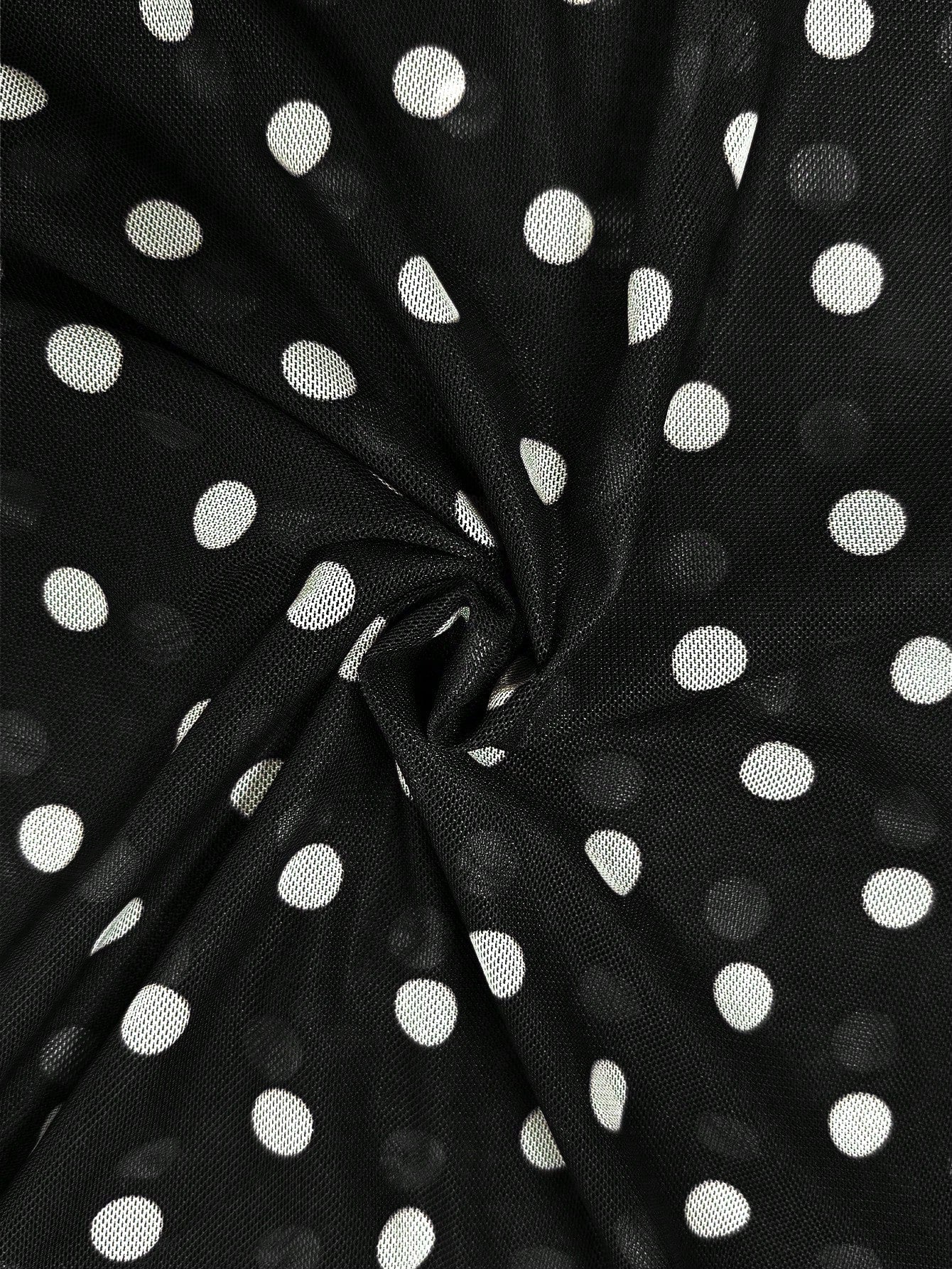 Spring/Summer Women's Casual Versatile Brown & White Polka Dot Mesh High-Waist Slim Fit Double Layer A-Line Midi Drape Skirt