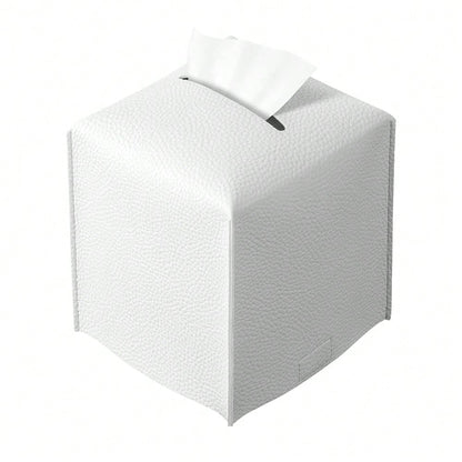 Square Tissue Box Cover, Pu Leather Tissue Box Holder With Bottom Belt Modern Stylish Tissue Box Organizer For Bathroom, Bedroom, Hotel