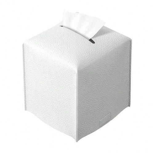 Square Tissue Box Cover, Pu Leather Tissue Box Holder With Bottom Belt Modern Stylish Tissue Box Organizer For Bathroom, Bedroom, Hotel