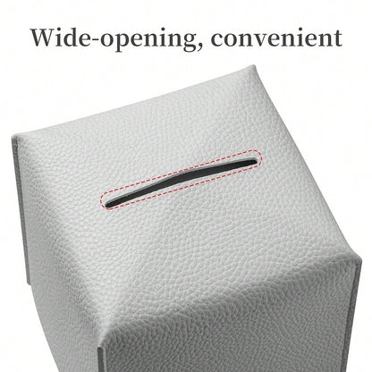 Square Tissue Box Cover, Pu Leather Tissue Box Holder With Bottom Belt Modern Stylish Tissue Box Organizer For Bathroom, Bedroom, Hotel