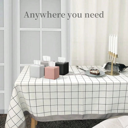 Square Tissue Box Cover, Pu Leather Tissue Box Holder With Bottom Belt Modern Stylish Tissue Box Organizer For Bathroom, Bedroom, Hotel