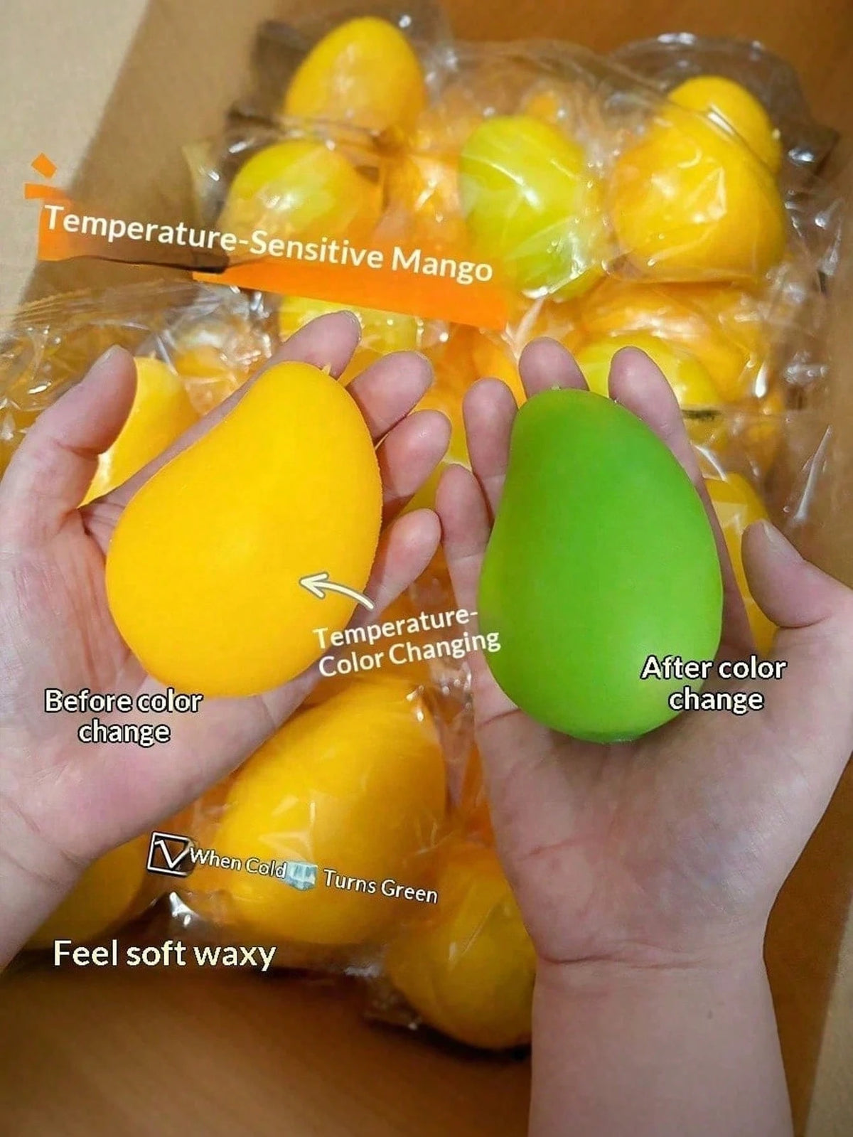 Squishy Handmade Crunchy Mango Stress Relief Ball Squeeze Toy, Color-Changing Soft Mango Stress Relief Toy, Scented Mango Squishy Stress Relief Squeeze Toy, Color-Changing Soft Mango Squishy Stress Re