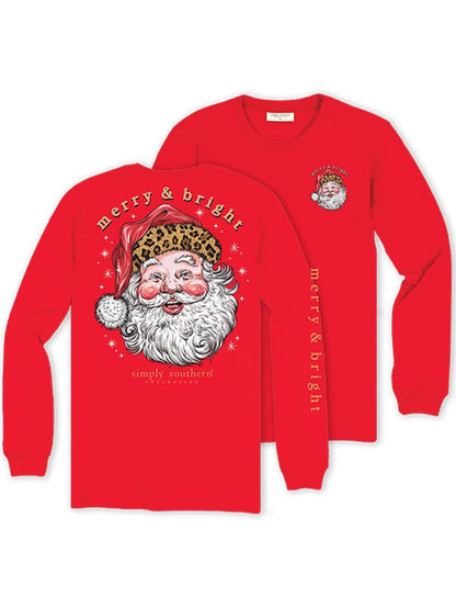 SS Long Sleeve Shirt Leopard Santa Red