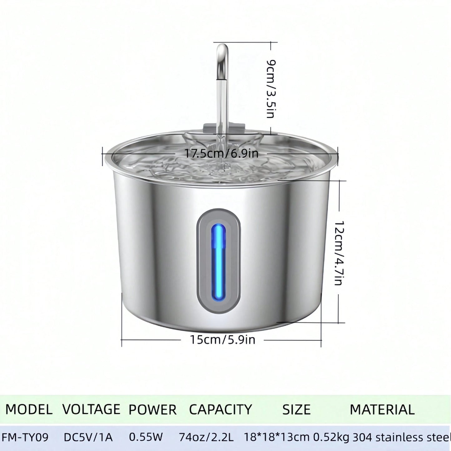 Stainless Steel Pet Water Dispenser Automatic Circulation Leakage-Proof Cat Dog Water Feeder With Dirt Separation