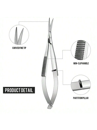Stainless Steel Precision Eyebrow & Eyelash Shaping & Trimming Scissor, Snips Squeeze Scissors, Embroidery, Knitting Micro Tip Craft Scissors,Makeup,Cheap,Room Decor,Vanity,Travel,Bedroom,Makeup Acces