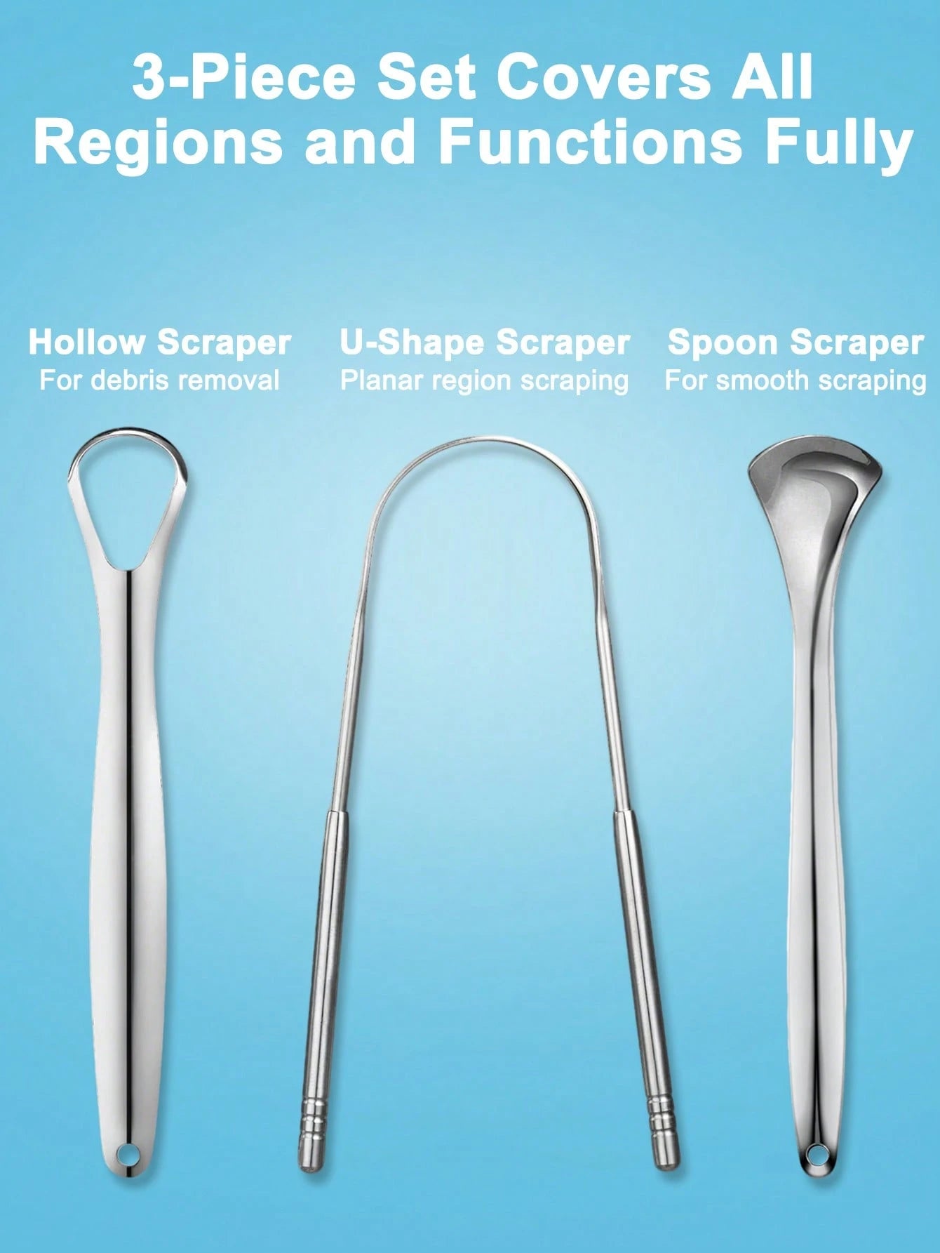 Stainless Steel Tongue Scraper, 3 Styles Available, Rust-Resistant And Durable, Effectively Removes Bad Breath, Cleans Tongue Coating, Portable And Easy To Use, Suitable For Adults And Children Daily