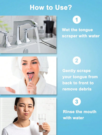 Stainless Steel Tongue Scraper, 3 Styles Available, Rust-Resistant And Durable, Effectively Removes Bad Breath, Cleans Tongue Coating, Portable And Easy To Use, Suitable For Adults And Children Daily