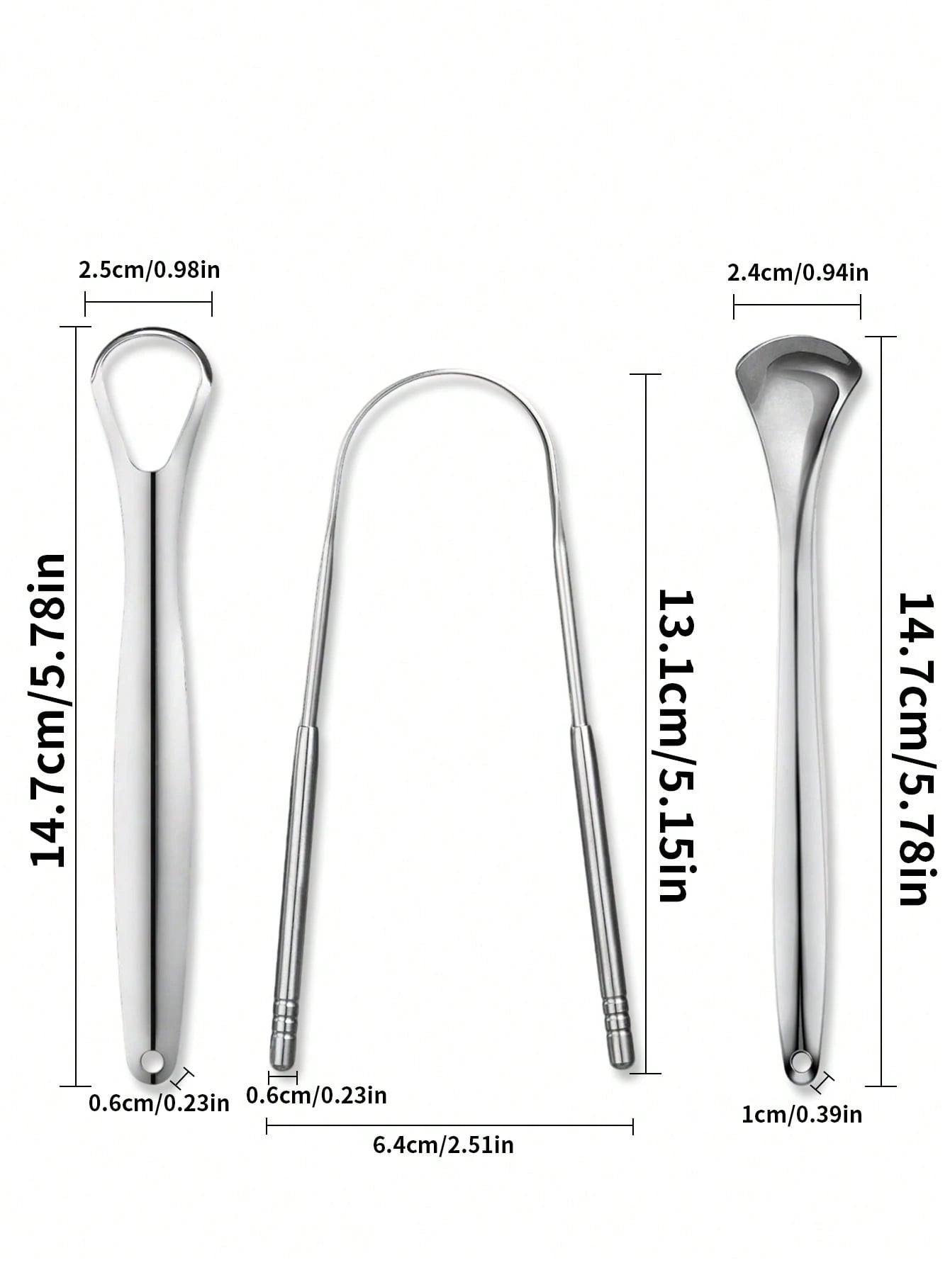 Stainless Steel Tongue Scraper, 3 Styles Available, Rust-Resistant And Durable, Effectively Removes Bad Breath, Cleans Tongue Coating, Portable And Easy To Use, Suitable For Adults And Children Daily