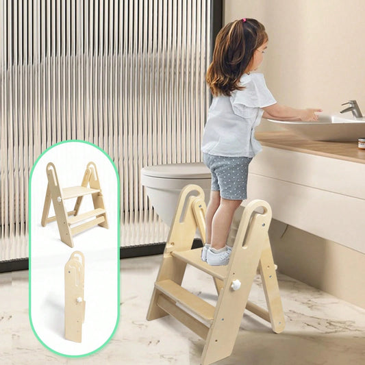 Step Stool Foldable For Toddlers, Adjustable Kids Step Stool For Bathroom Sink Toilet Potty Training Stool With Handles Child Kitchen Counter
