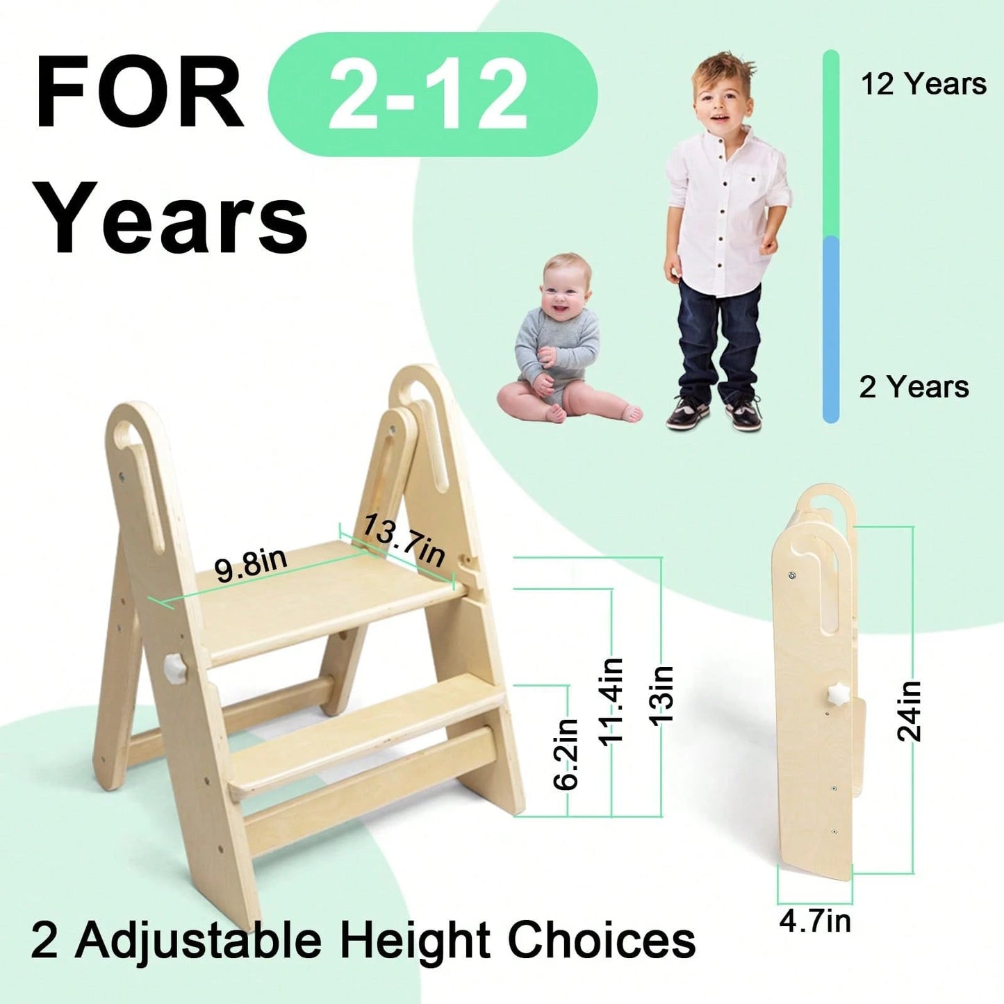 Step Stool Foldable For Toddlers, Adjustable Kids Step Stool For Bathroom Sink Toilet Potty Training Stool With Handles Child Kitchen Counter