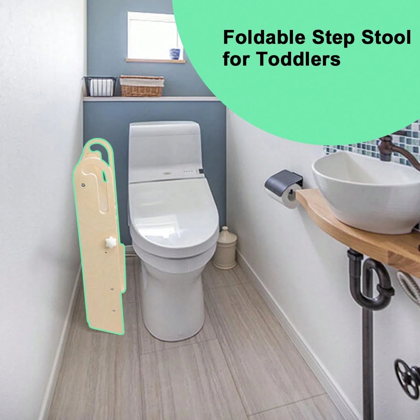 Step Stool Foldable For Toddlers, Adjustable Kids Step Stool For Bathroom Sink Toilet Potty Training Stool With Handles Child Kitchen Counter