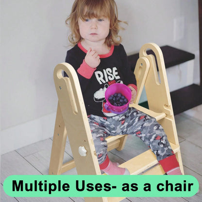 Step Stool Foldable For Toddlers, Adjustable Kids Step Stool For Bathroom Sink Toilet Potty Training Stool With Handles Child Kitchen Counter
