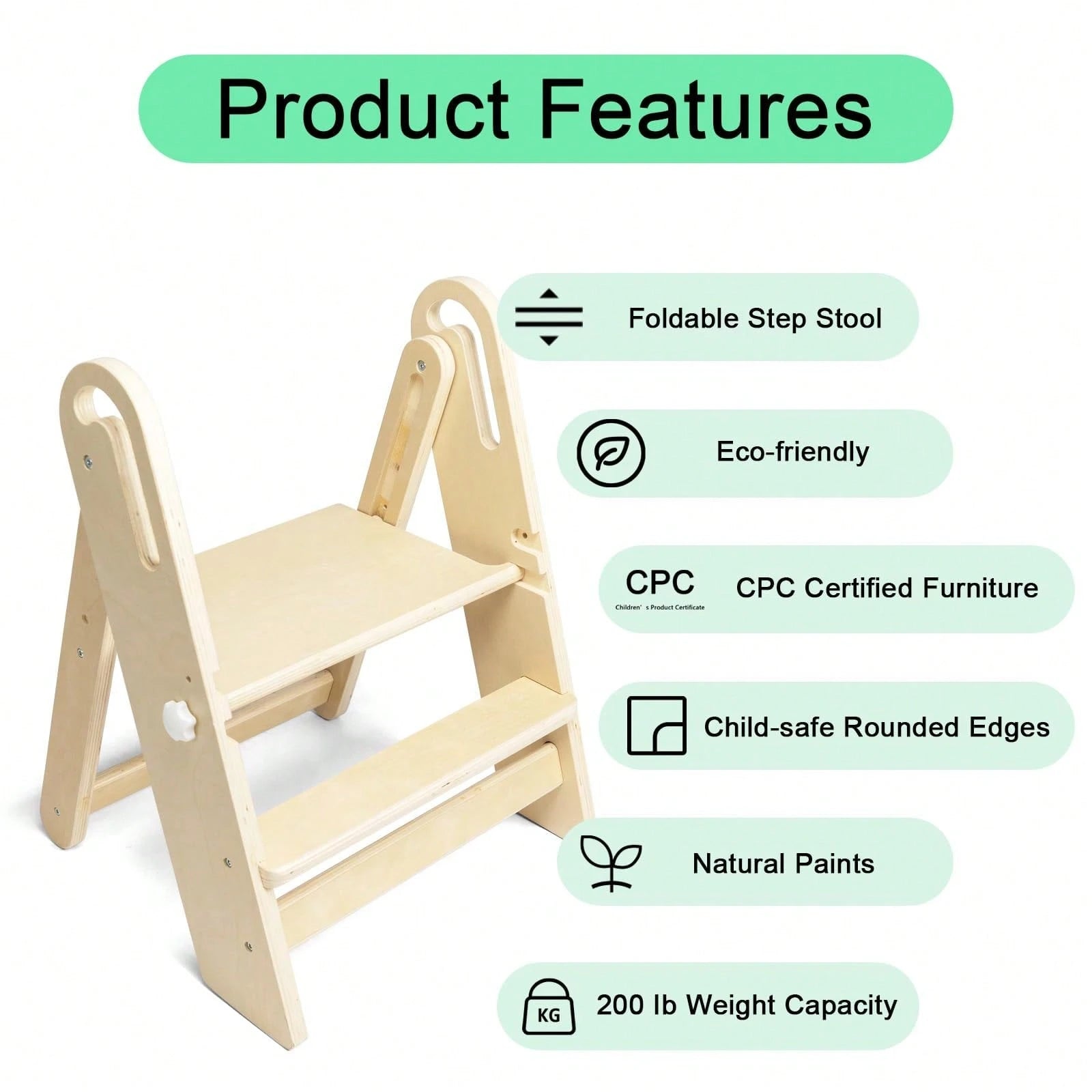 Step Stool Foldable For Toddlers, Adjustable Kids Step Stool For Bathroom Sink Toilet Potty Training Stool With Handles Child Kitchen Counter