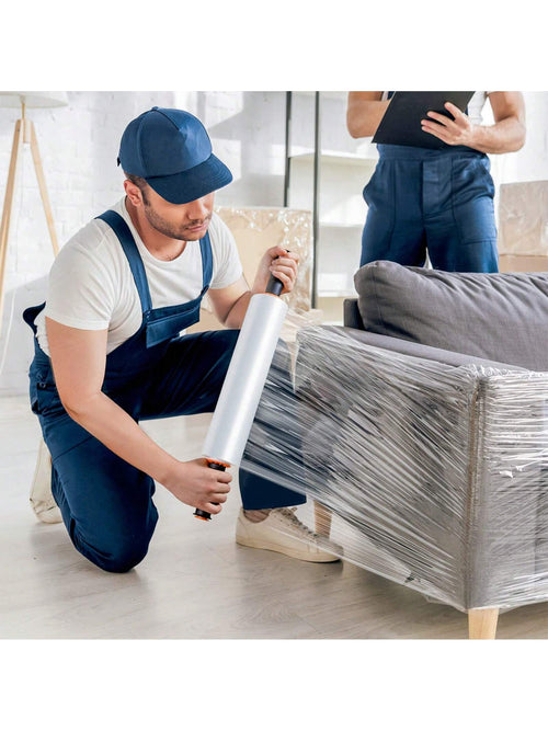 Stretch Film, 15 Inch X 1000 Feet Shrink Wrap For Pallet Wrap, Industrial Strength Stretch Wrap With Handles, Moving Wrapping Plastic Roll, 60 Gauge