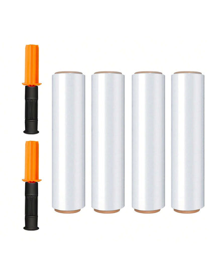Stretch Film, 15 Inch X 1000 Feet Shrink Wrap For Pallet Wrap, Industrial Strength Stretch Wrap With Handles, Moving Wrapping Plastic Roll, 60 Gauge