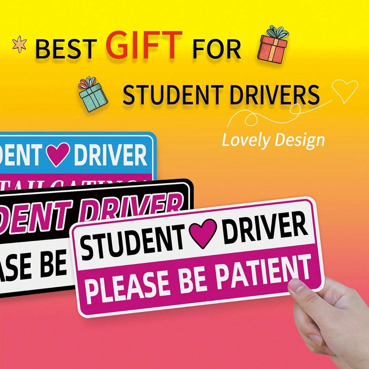 Student Driver Magnet For Car, Colorful New Drivers Magnets, Please Be Patient Student Driver Magnet Sign Stickers, Magnetic Safety Decoration Supplies For Newbie Beginner Car Accessories, 3 PCS