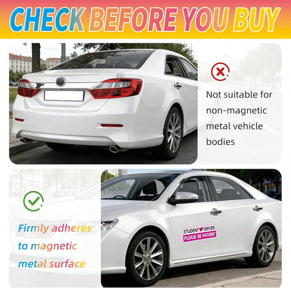 Student Driver Magnet For Car, Colorful New Drivers Magnets, Please Be Patient Student Driver Magnet Sign Stickers, Magnetic Safety Decoration Supplies For Newbie Beginner Car Accessories, 3 PCS