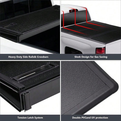 Studyset Hard Tri-Fold Truck Bed Tonneau Cargo Cover, Durable Hard Folding Truck Bed Protector With Simple Quick Install Design