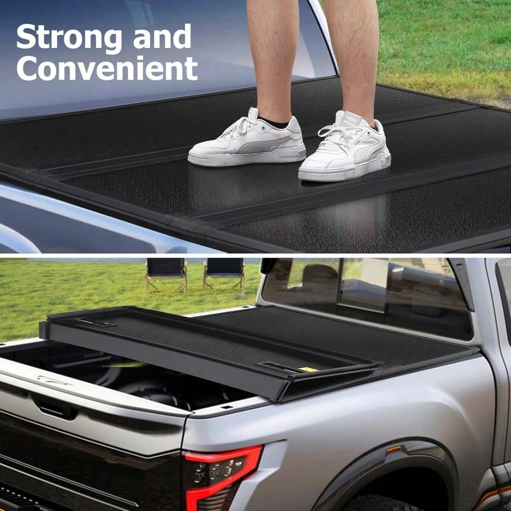 Studyset Hard Tri-Fold Truck Bed Tonneau Cargo Cover, Durable Hard Folding Truck Bed Protector With Simple Quick Install Design