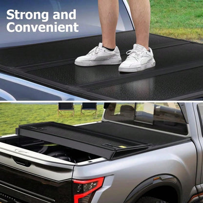Studyset Hard Tri-Fold Truck Bed Tonneau Cargo Cover, Durable Hard Folding Truck Bed Protector With Simple Quick Install Design