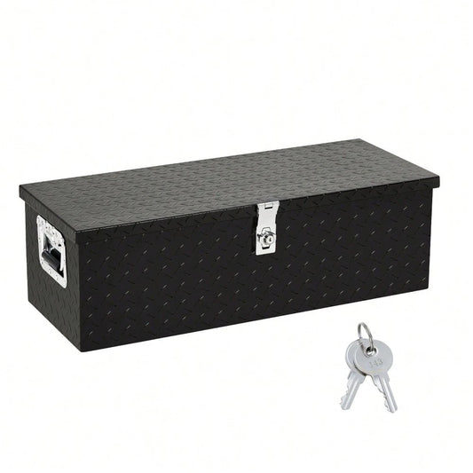 Studyset Underbody Truck Box,Pickup Storage Box,Heavy Duty Aluminum Diamond Plate Tool Box With Lock Keys,Waterproof Trailer Storage Box With Side Handles,Tool Organizer Chest Cabinet For Truck, Trail