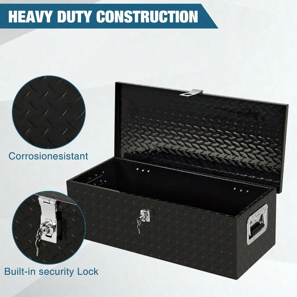 Studyset Underbody Truck Box,Pickup Storage Box,Heavy Duty Aluminum Diamond Plate Tool Box With Lock Keys,Waterproof Trailer Storage Box With Side Handles,Tool Organizer Chest Cabinet For Truck, Trail