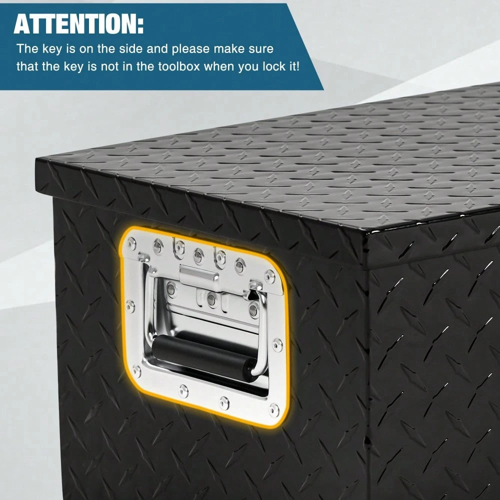 Studyset Underbody Truck Box,Pickup Storage Box,Heavy Duty Aluminum Diamond Plate Tool Box With Lock Keys,Waterproof Trailer Storage Box With Side Handles,Tool Organizer Chest Cabinet For Truck, Trail