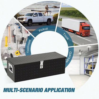 Studyset Underbody Truck Box,Pickup Storage Box,Heavy Duty Aluminum Diamond Plate Tool Box With Lock Keys,Waterproof Trailer Storage Box With Side Handles,Tool Organizer Chest Cabinet For Truck, Trail
