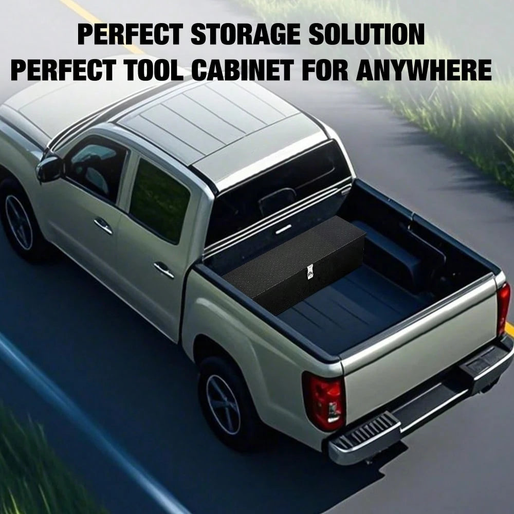 Studyset Underbody Truck Box,Pickup Storage Box,Heavy Duty Aluminum Diamond Plate Tool Box With Lock Keys,Waterproof Trailer Storage Box With Side Handles,Tool Organizer Chest Cabinet For Truck, Trail