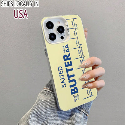 Stylish And Visually Appealing Blue Butter-Themed Phone Case Designed For Various Models Including 16, 16 Pro, Pro Max, 11, 15, 14, 13, 12 Pro, XR, And Plus, Offering Shockproof Protection.