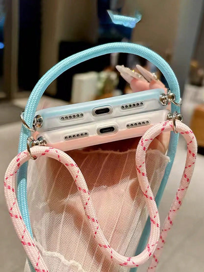 Stylish Necklace Crossbody Lanyard Candy Color Phone Case Compatible With Iphone 17 Pro Max 17 Pro 17 16 Pro Max 16 Pro 16 15 Pro Max 15 Pro 15 14 Pro Max 14 Pro 14 13 Pro Max 13 Pro 13 Minimalist Tra