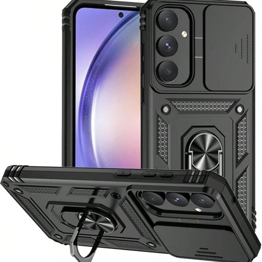 Suitable For Galaxy A55 A36 A26 A16 A54 A34 A14 A15 A05 5G Phone Cases, With Sliding Camera Cover And Built-In 360° Rotating Ring Holder, Magnetic Shock-Proof Design, Also Fit For Galaxy S25 S24 S23 S