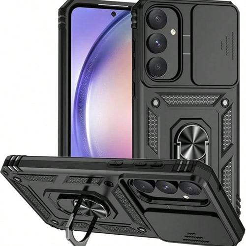 Suitable For Galaxy A55 A36 A26 A16 A54 A34 A14 A15 A05 5G Phone Cases, With Sliding Camera Cover And Built-In 360° Rotating Ring Holder, Magnetic Shock-Proof Design, Also Fit For Galaxy S25 S24 S23 S