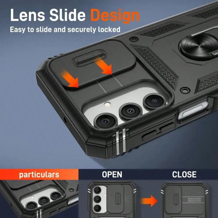 Suitable For Galaxy A55 A36 A26 A16 A54 A34 A14 A15 A05 5G Phone Cases, With Sliding Camera Cover And Built-In 360° Rotating Ring Holder, Magnetic Shock-Proof Design, Also Fit For Galaxy S25 S24 S23 S